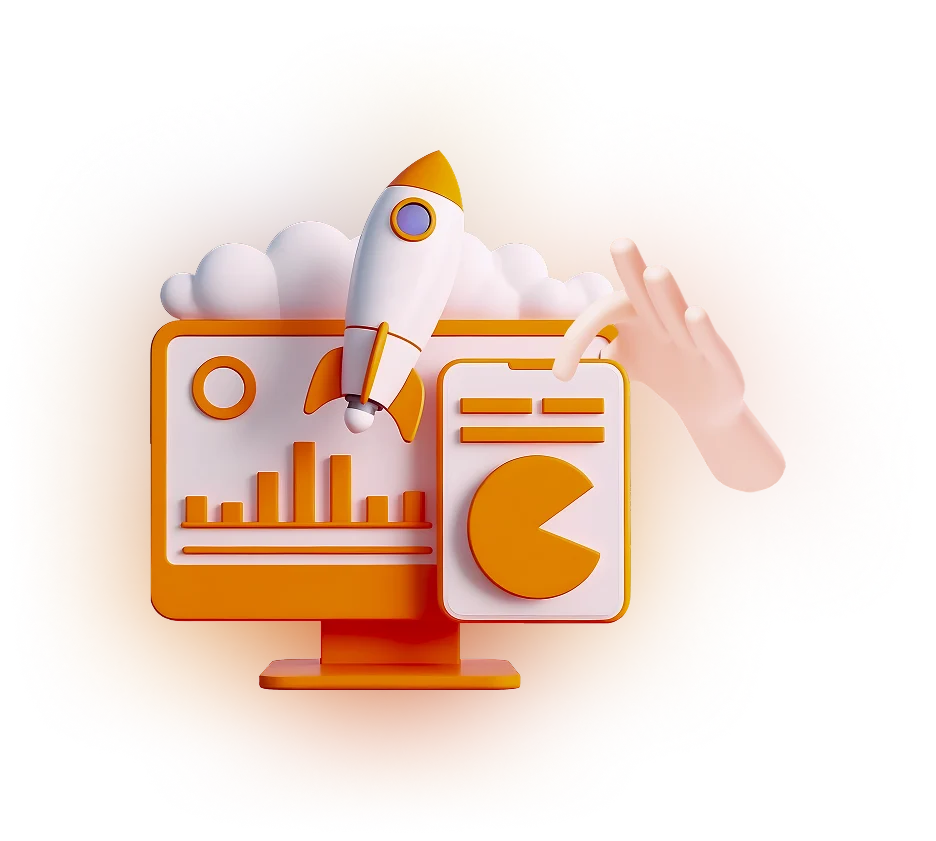 3D illustration of digital marketing and design elements