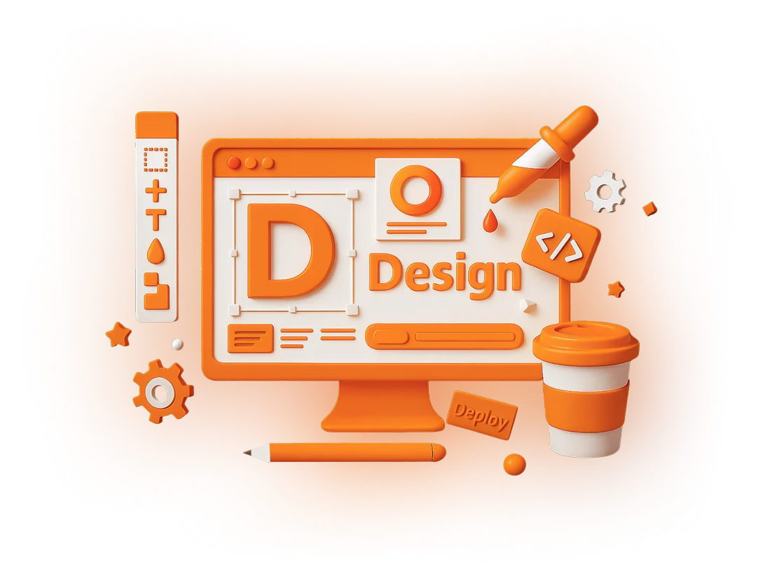 3D illustration of digital marketing and design elements